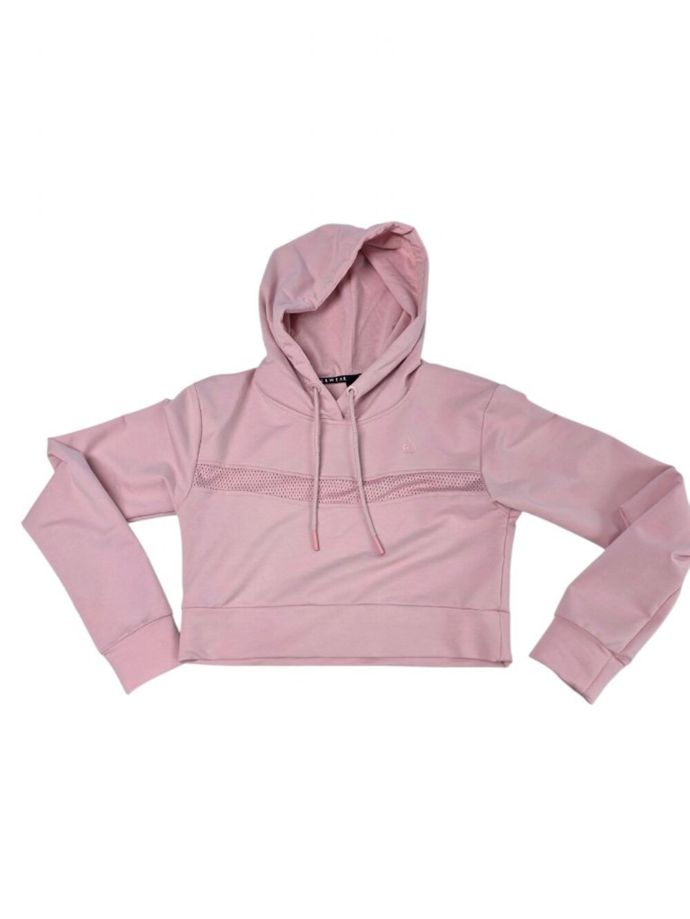 Ryderwear Cropped Long Sleeve Hoodie, Mesh Panel, Pink, Size Small